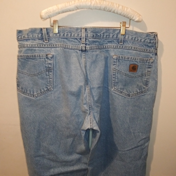 Carhartt 46 x 30 Relaxed Fit 100% Cotton Light Wash Distressed Jeans - Picture 5 of 9